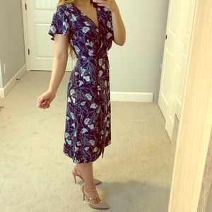 Leith Navy Floral Wrap Dress